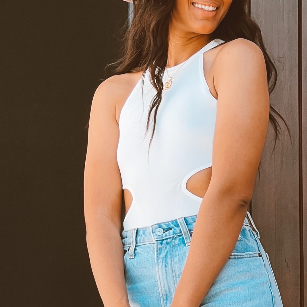 White cut out bodysuit
